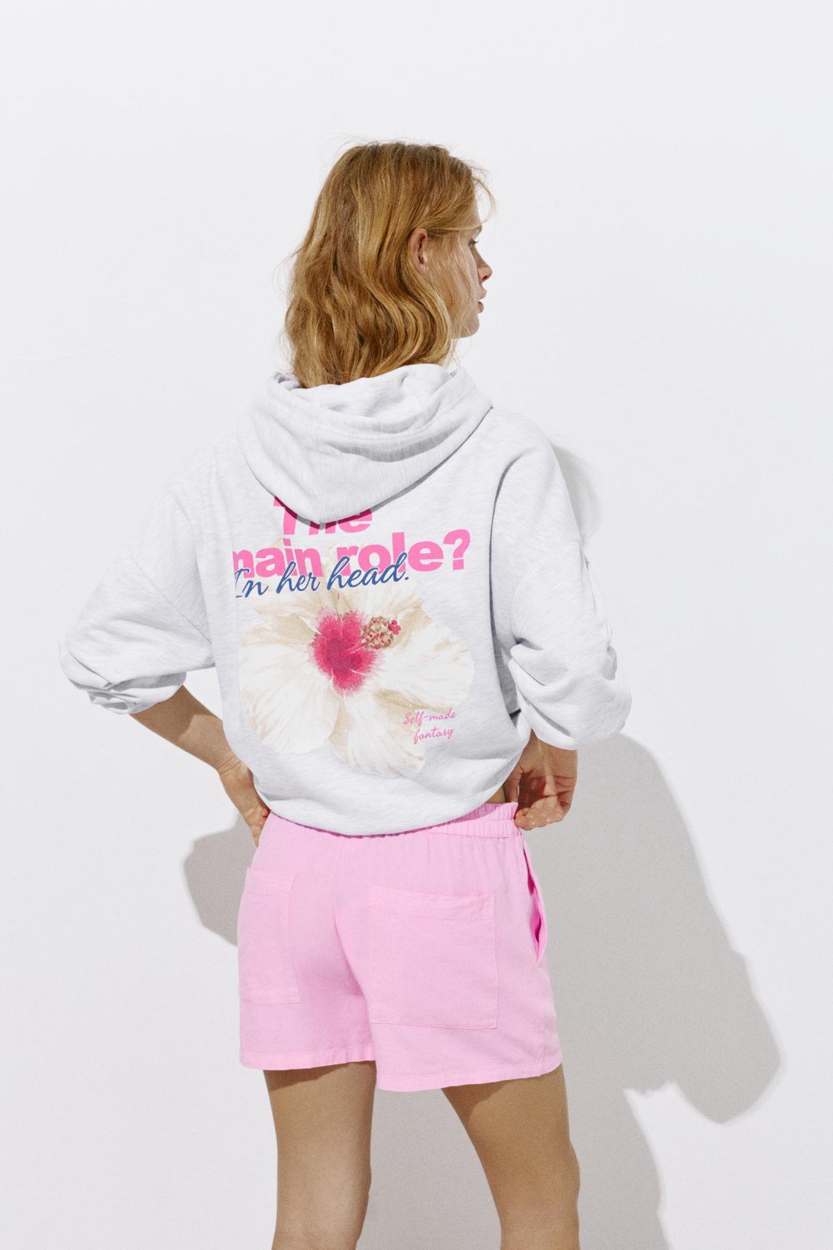Pull & Bear  Güneş grafikli kapüşonlu sweatshirt - Görsel 4