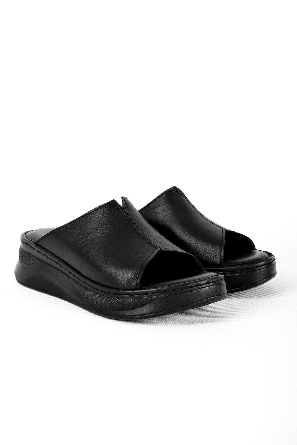 Lal Shoes & Bags Marigold Kadın Hakiki Deri Ortasından Dikiş Detaylı Terlik B4431 görsel 4