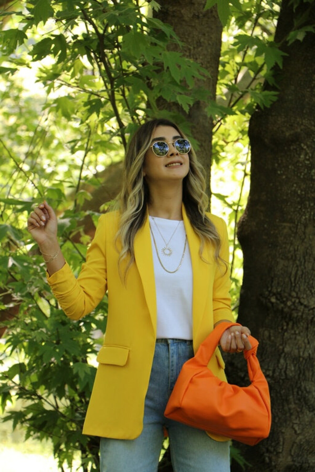 bytugcekaya  Sarı Kol Büzgü Detay Blazer - Görsel 4