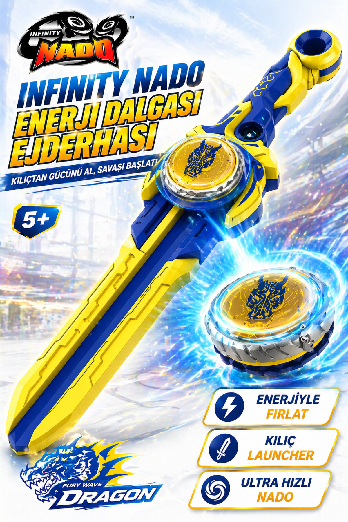 YILDIRIM OYUNCAK Infinity Nado Fury Wave Dragon Kılıç Fırlatıcı
