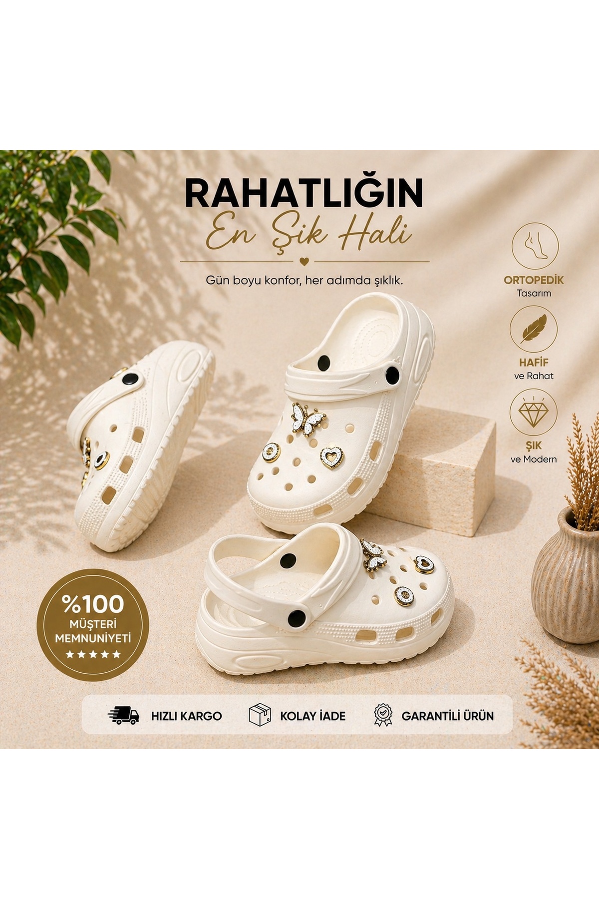 Kadın Taşlı Ortopedik Terlik