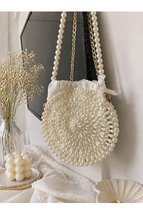 YNA VERA Design & Home Yuvarlak İnci Boncuklu Zincir Askılı Çanta – Vintage Ş...