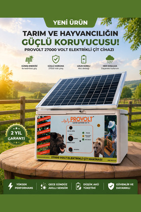 PROVOLT Güneş Panelli Akülü Elektrikli Çit Cihazı 27000 Volt