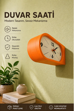 Tovo Craft Çift Taraflı Duvar Saati Modern Tasarım Dekoratif Sessiz Mekanizma...
