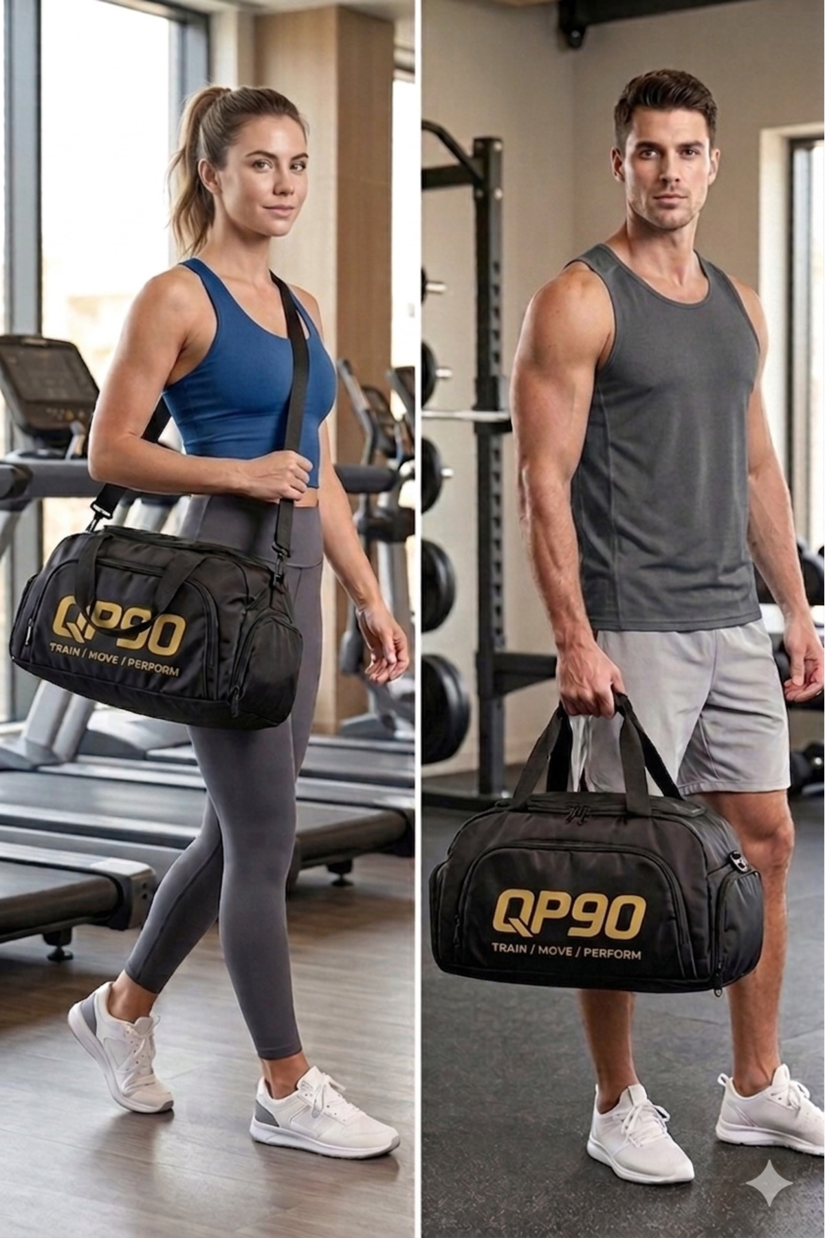 NEMACH Ayakkabı Bölmeli Spor Çantası Medium Unisex Sırt Çantasına Dönüşen Gym Fitness Seyahat El Çantası
