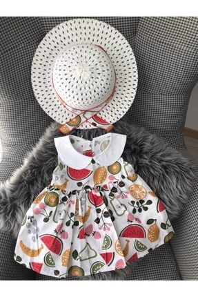 Bayramlık Karpuz Desenli Şapkalı Elbise (DAR KALIP) TYC00234630417