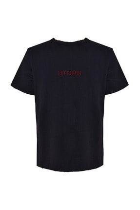 Fernweh Bordo Yazılı Siyah Tshirt TS1236501