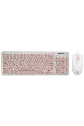 Km-01k Pembe Usb Yuvarlak Tuşlu 3d Mouse Combo Lc Layout Klavye + Mouse Set TYC00236676081