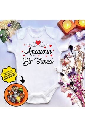 Unisex Bebek Amcasının Bir Tanesi Baskılı %100 Pamuklu Çıtçıtlı Body Zıbın irems41