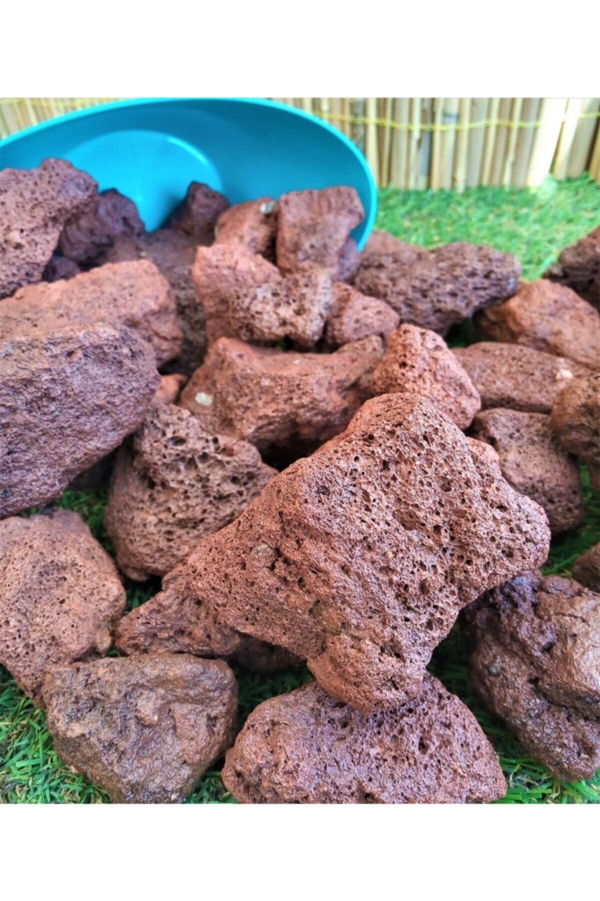Mangal & Akvaryum Taşı 3 kg 5-10 cm Mangal Taşı Akvaryum Taşı Kırmızı Pomza Volkanik Cüruf Lav Taşı 2