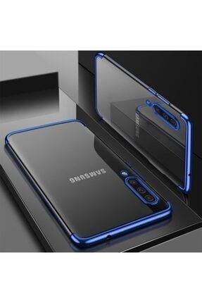 Galaxy A30s Kılıf Zore Dört Köşeli Lazer Silikon (metalik Nikelaj Köşeler) Mavi 1RX-7091