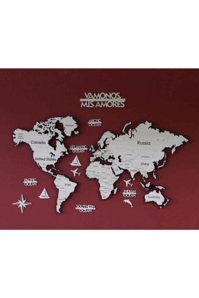 2 Boyutlu Metal Üzeri Ahşap Dünya Haritası, Ahşap Duvar Haritası, Gerçek Dünya Haritası,ahşap Harita METALUZERI-AHSAP-2D