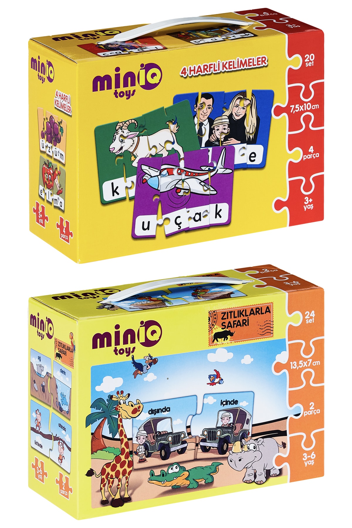 minİQ toys 4 Harfli Kelimeler + Zıtlıklarla Safari 2'li Set Eğitici-öğretici Yapboz fotoğrafı 2 (önizleme)
