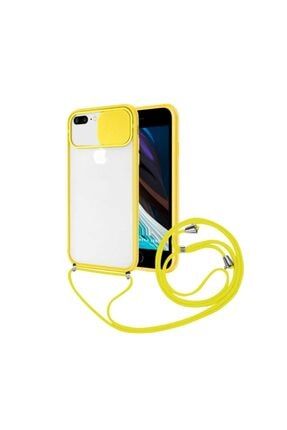 Iphone 7 Plus / 8 Plus Uyumlu Sürgülü Sarı İpli Boyun Askılı Telefon Kılıfı Surguluaskılı7plus