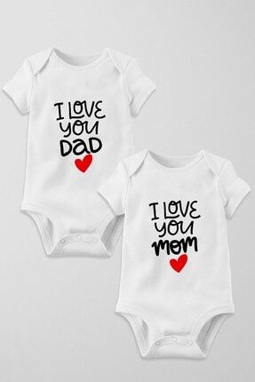 I Love You Dad & Mom 2'li Çıtçıtlı Body Seti - Anne Baba Serisi 135-AABCCE