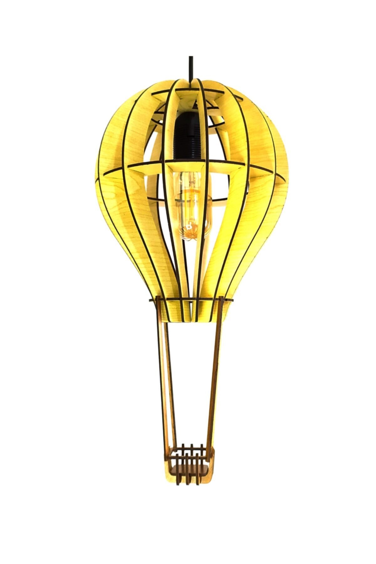 Natural Wooden Mdf 3d Puzzle Laser Cut Flying Balloon Chandelier For Kids Teen Room