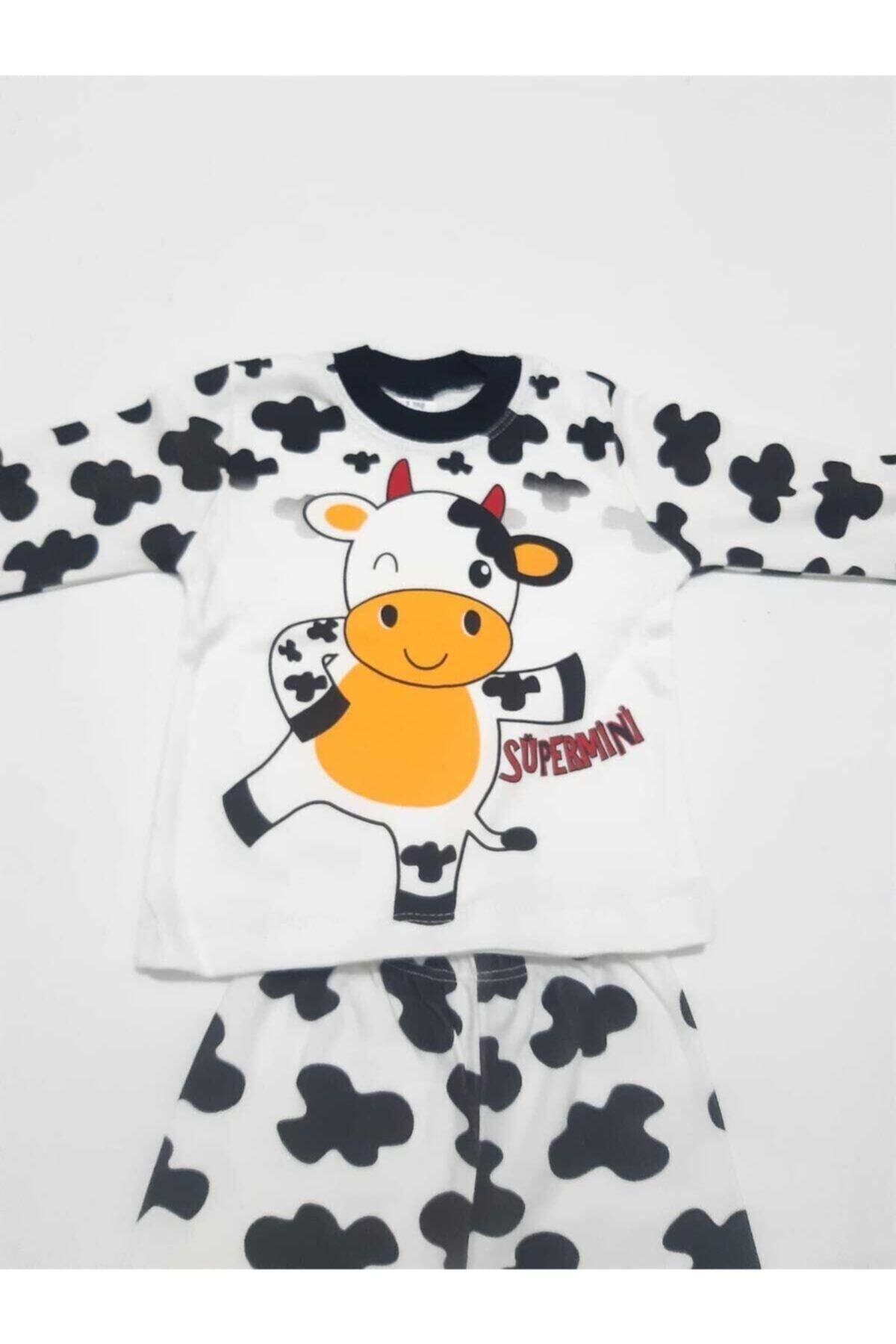 S per Mini Baby Unisex Baby White Cow Printed Combed Cotton