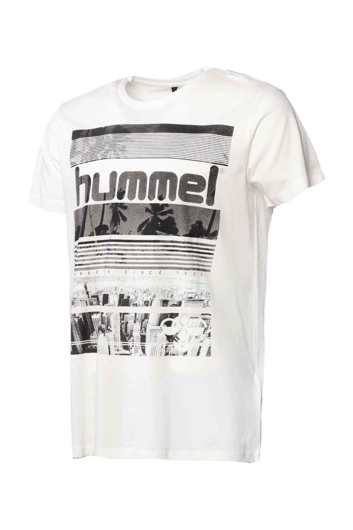 تی شرت مردانه قابل تنفس طرح دار سفید هومل Hummel (برند دانمارک)