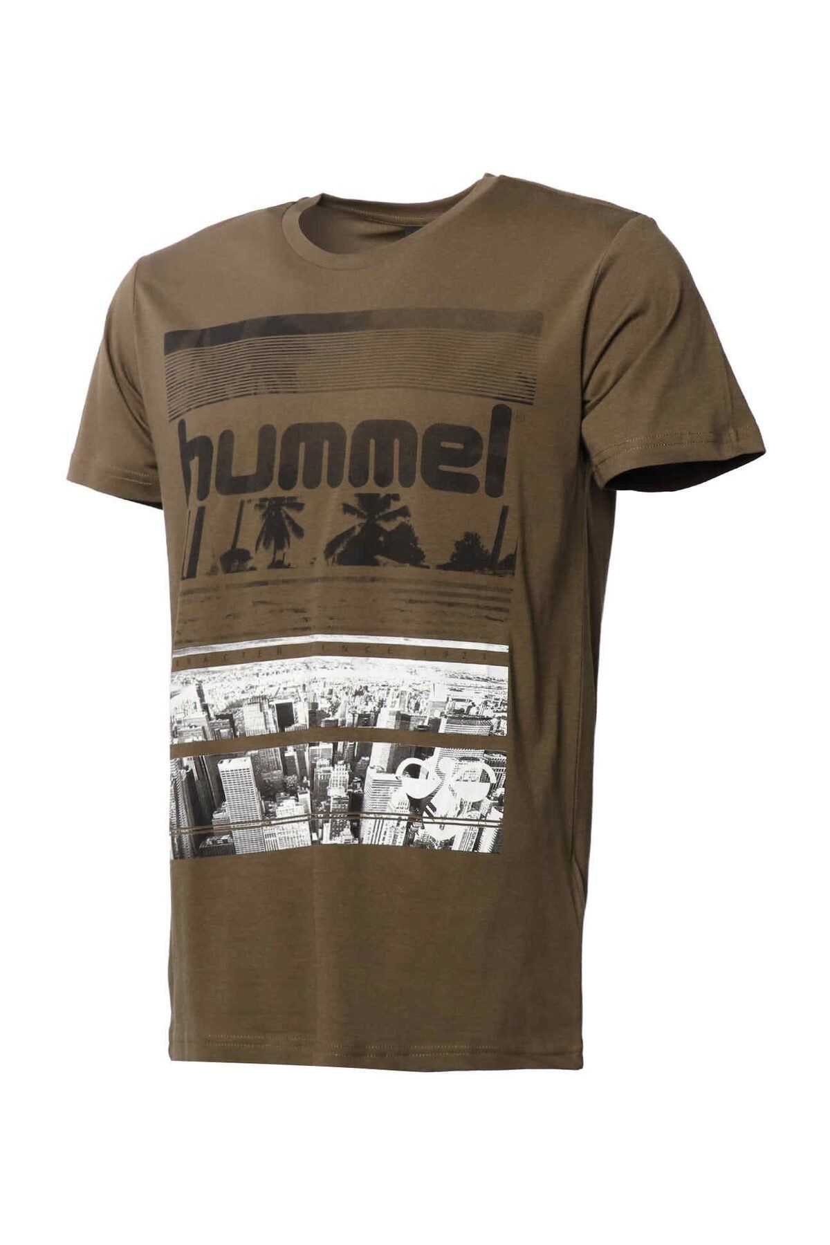 تی شرت مردانه قابل تنفس طرح دار قهوه ای هومل Hummel (برند دانمارک)