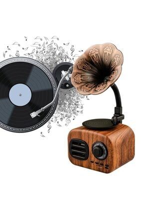 Bt Usb Sd Fm Bluetooth Destekli Ahşap Görünümlü Nostaljik Gramofon Model Radyo Müzik Kutusu Rt-705 STELLA168
