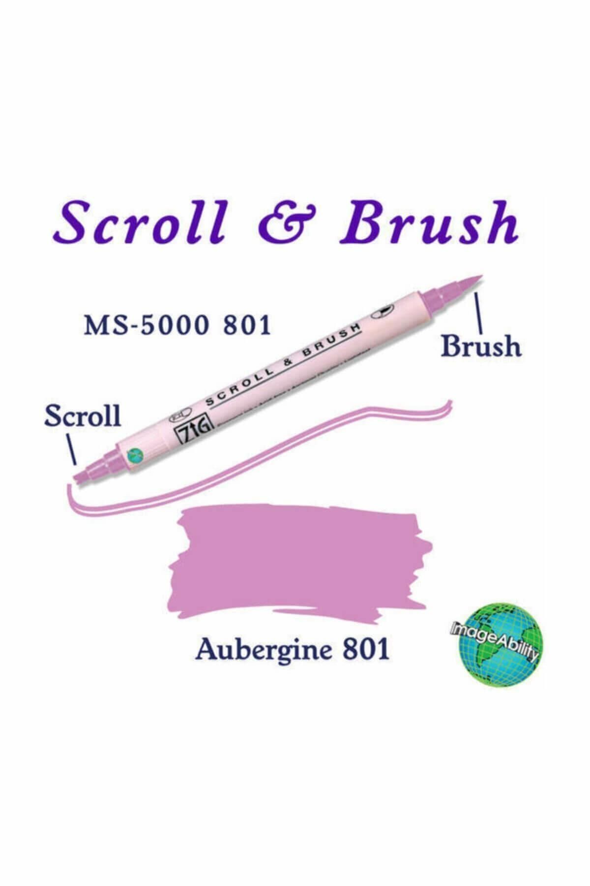 Zig-Scroll & Brush Double Line and Brush Tip Calligraphy and Shading Pen 801 Aubergine 1