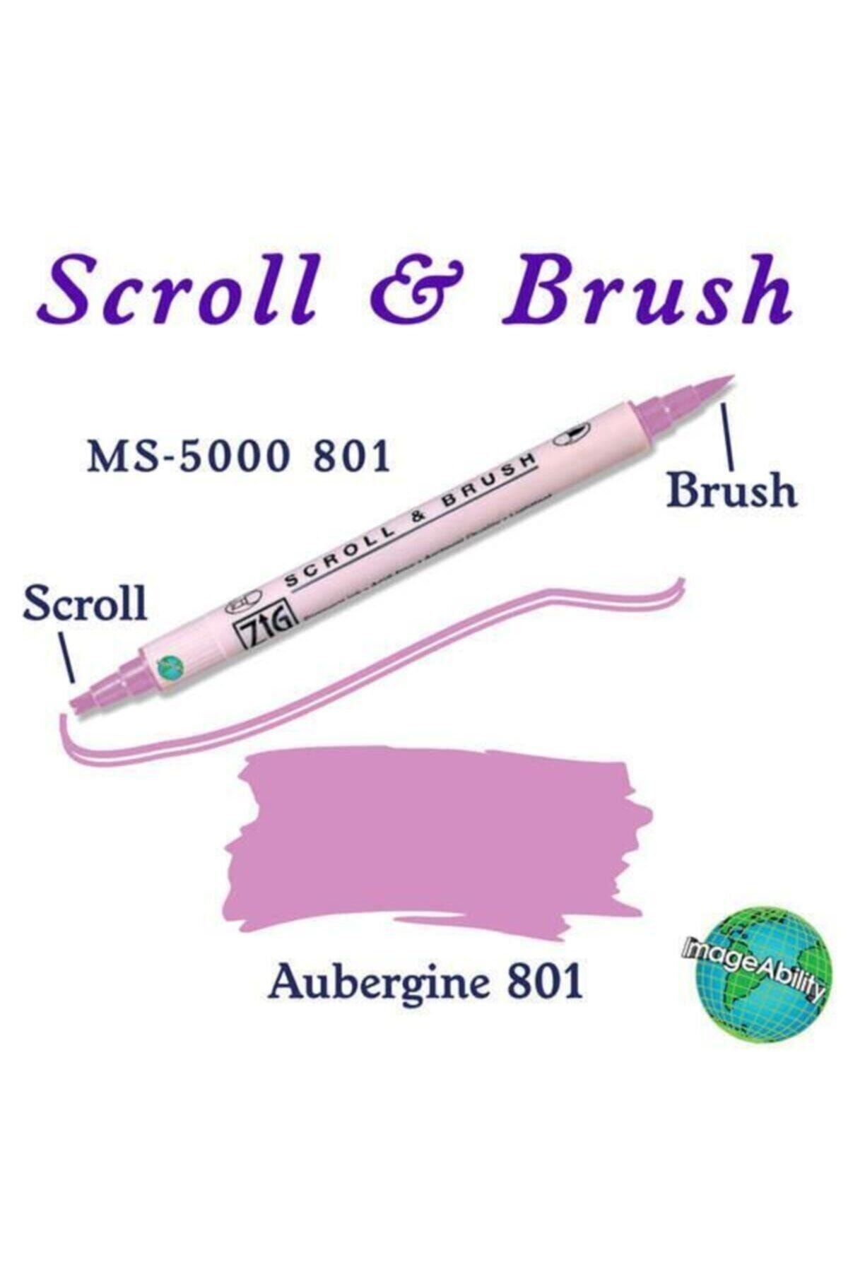 Zig-Scroll & Brush Double Line and Brush Tip Calligraphy and Shading Pen 801 Aubergine 2