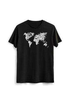 Dünya Haritası Merhaba Hello Tasarım Tişört EL8116