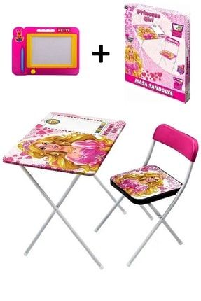 Barbie Ders Çalışma Masası Katlanabilir Prenses Çocuk Ders Çalışma Masası ve Sandalye ( Hediyeli ) TB-BRN-01