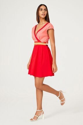 İki Renkli Kadın Mini Elbise FWOP7164VE_1500