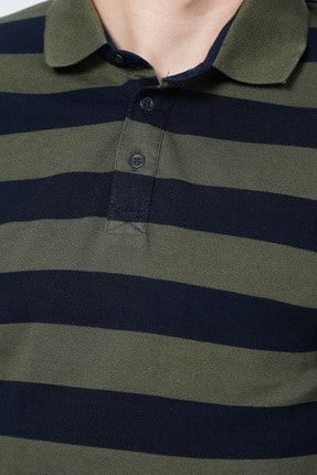 Erkek Mark Polo Yaka Sweatshirt Olive-Lacivert 211 LCM 241075