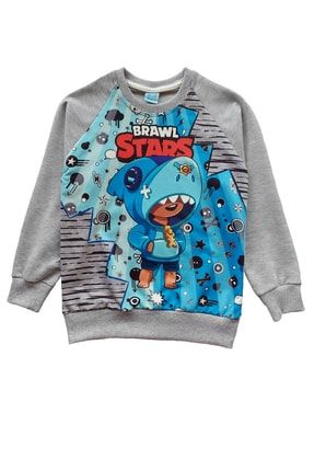 Erkek Çocuk Gri Brawl Stars Dijital Baskılı Sweatshirt SWTC101