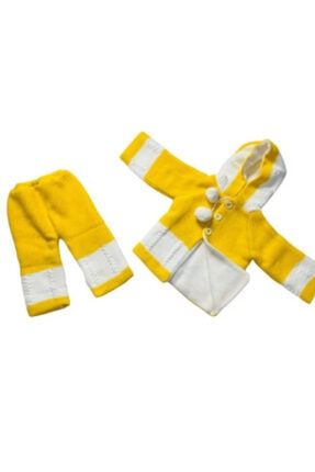 Kışlık Kız -erkek Bebek Renkli Kapşonlu Ponponlu 2li Takım TYC00230020601