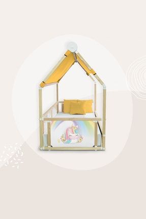 Dream Unıcorn Sarı Çadırlı Loft Montessorı Yatak NYLOFT90x190-K-04-SR