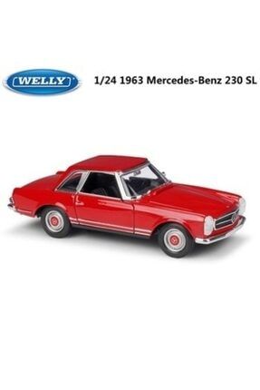 1963 Mercedes Benz 230sl 1/24 Ölçek Model Araba -kırmızı P1329S8277