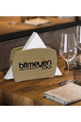 Restoran & Cafe & Barlara Özel Logolu Lüks Ahşap Peçetelik Bitmeyen97643