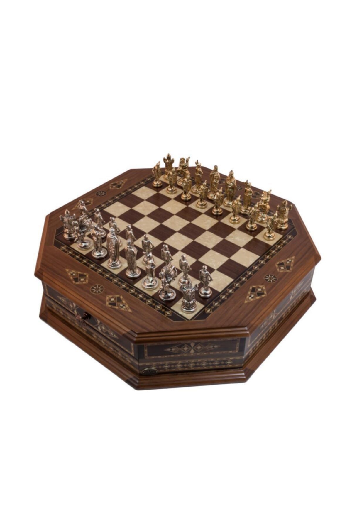 هلنا وود آرت شطرنج هشت ضلعی بزرگ از جنس چوب گردو