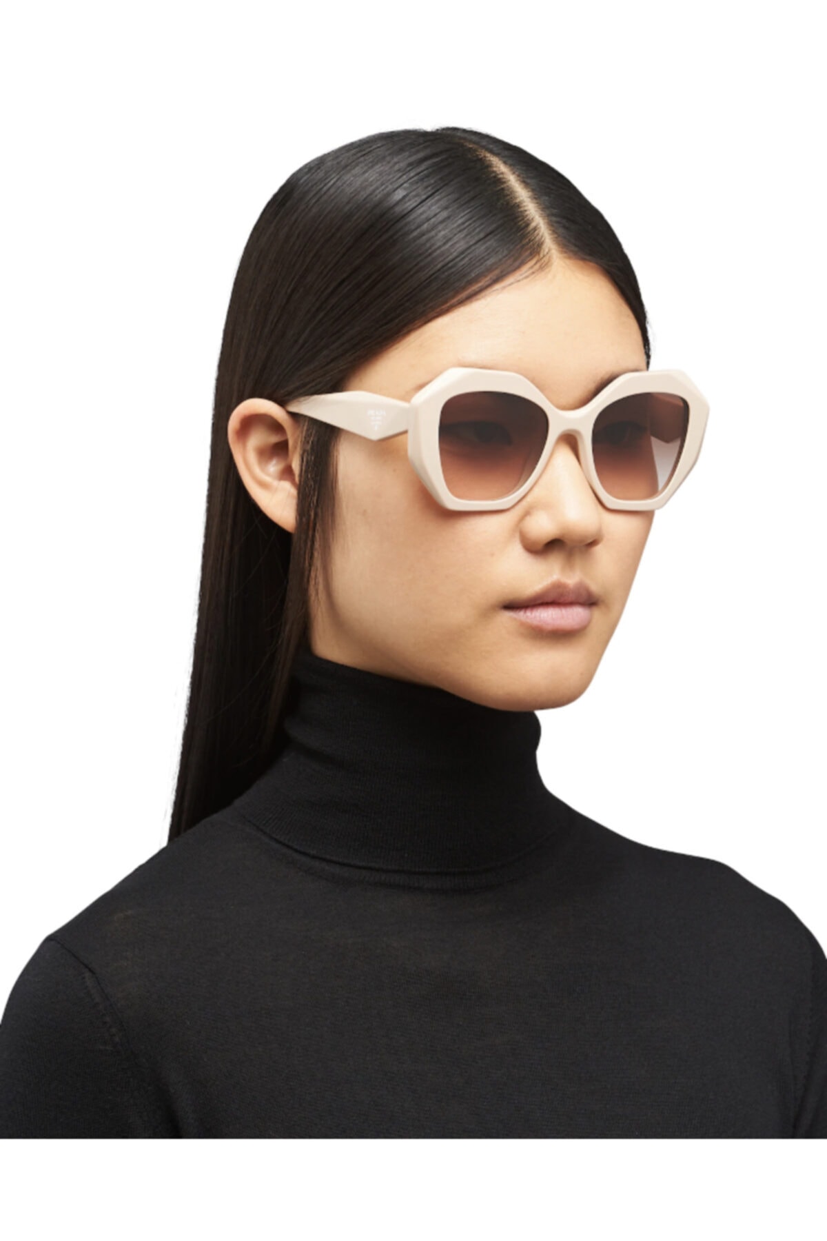 پرادا عینک آفتابی استخوانی پودری با شیشه گرادیان قهوه 16ws Vyj0a6 Hc