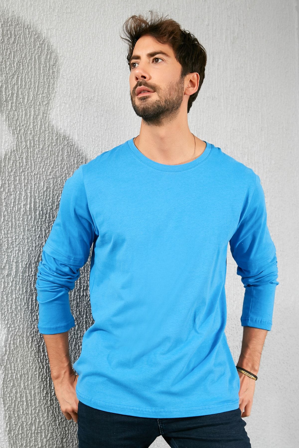 Sateen Men Pullover Blau Regular Fit Fast ausverkauft