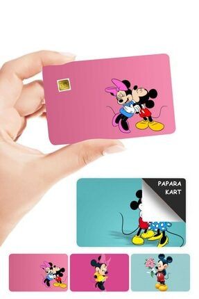 Mickey And Minnie Mouse Papara Kart Kaplama Sticker 4 Adet mck00