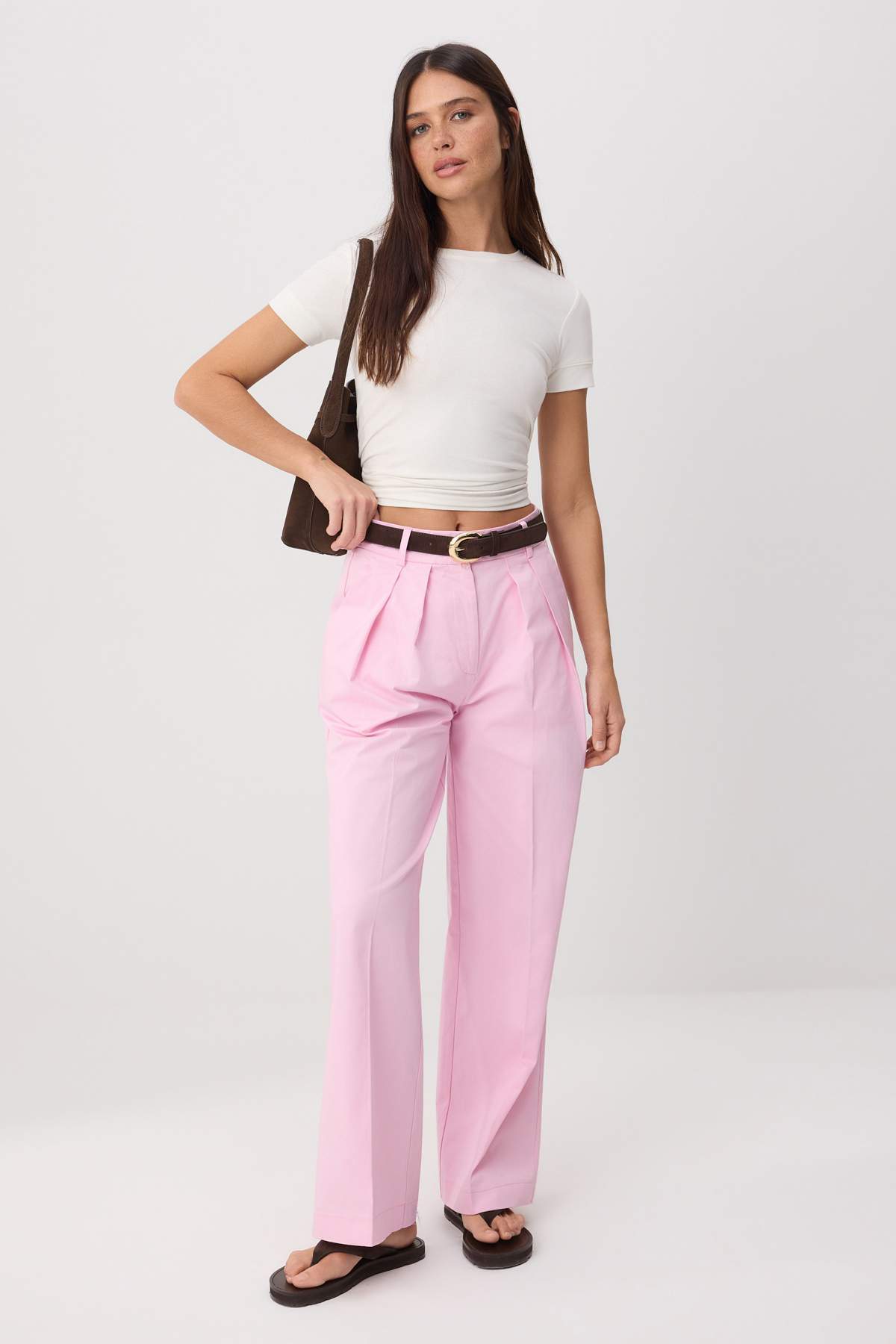 Trendyolmilla Pembe Kalın Kumaş Wide Leg/Geniş Paça Pantolon | TWOSS26PL00019