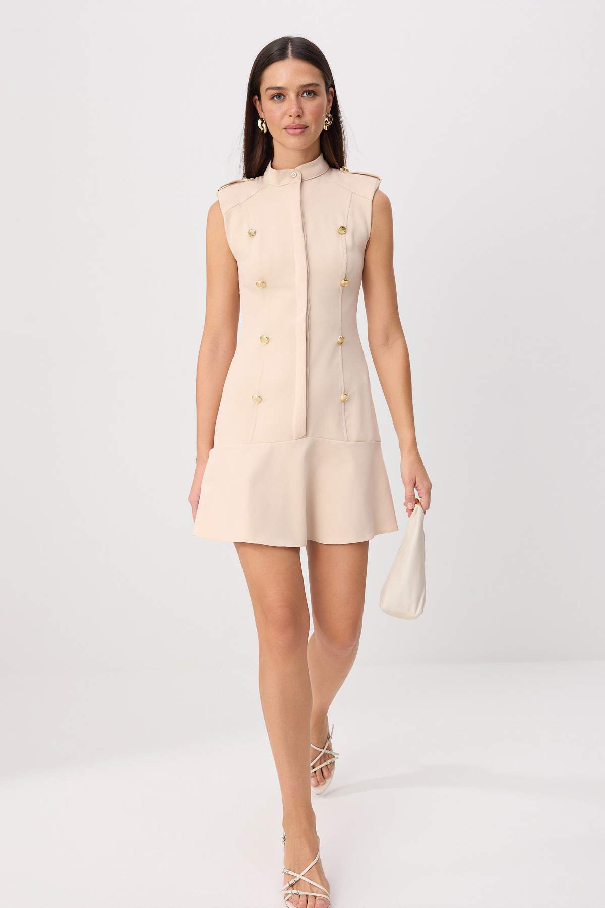 Trendyol Kollektion Kurzes / Mini-Webkleid mit Steinverzierungen TWOSS26EL00839