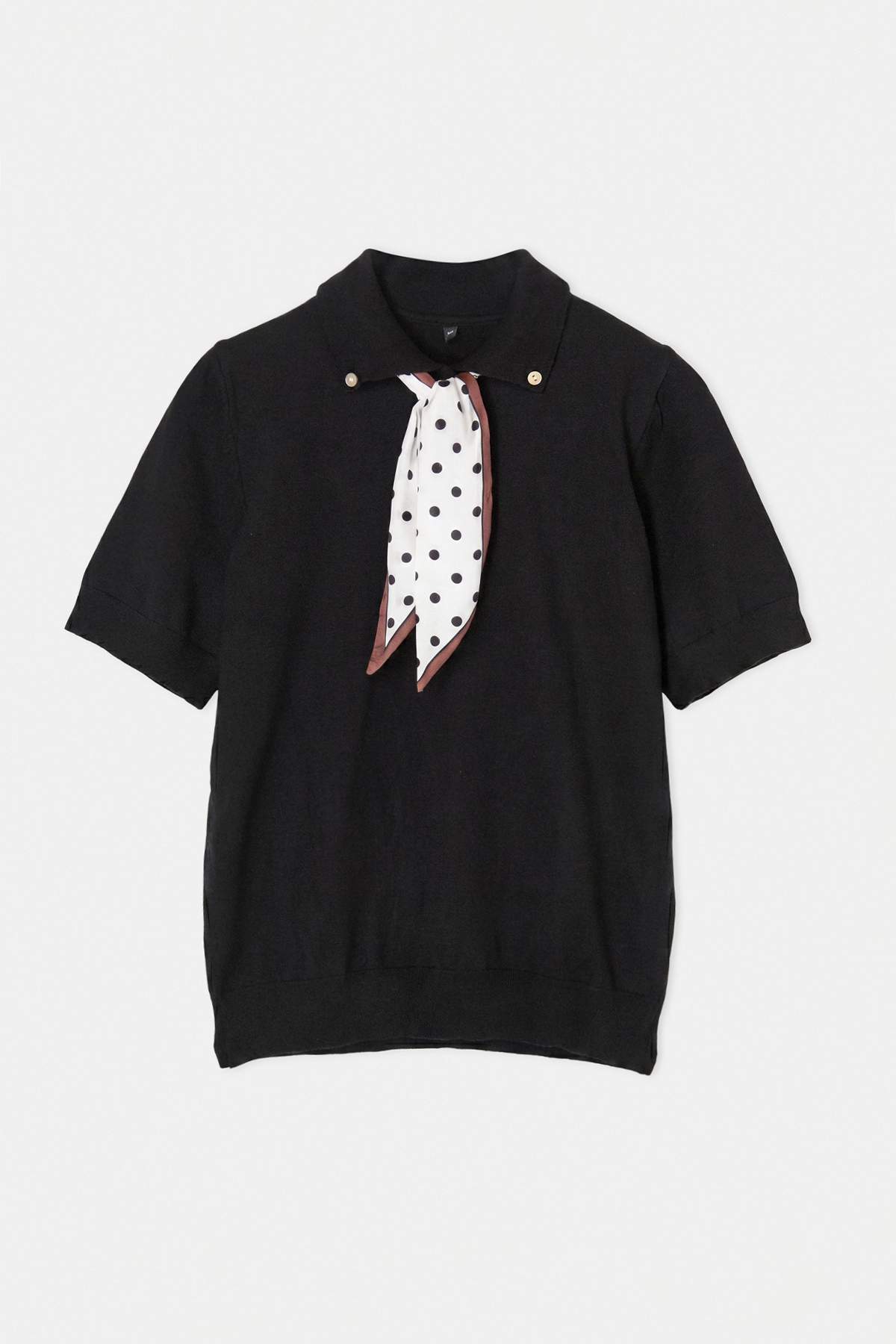 Trendyolmilla Curve Siyah Çıkarılabilir Fularlı Polo Yaka Premium/Özel İplik Triko Bluz TBBSS26AF00030