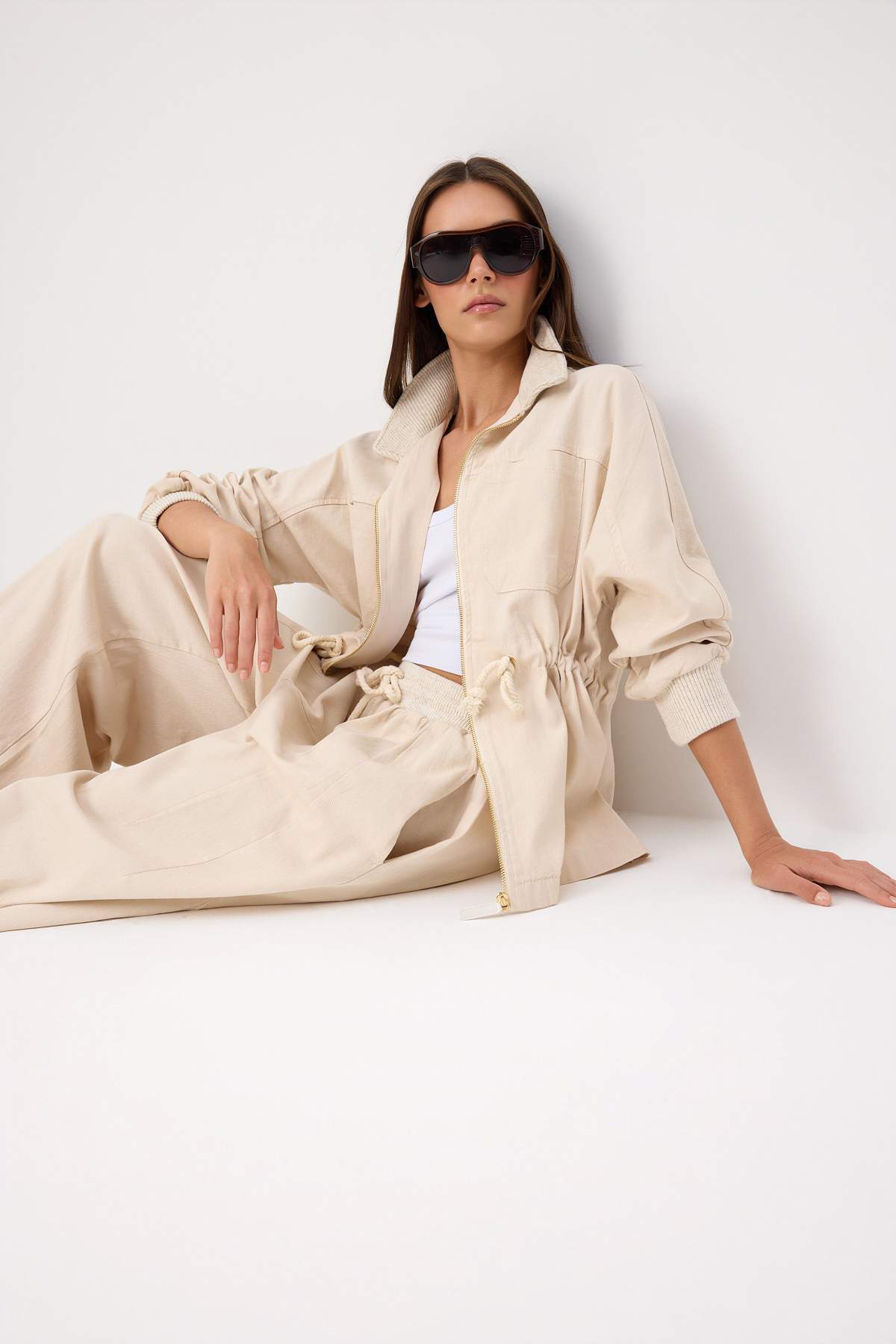 Trendyol Collection Beige Shirt Pants Denim Bottom - Top Set Twoss26Au00273