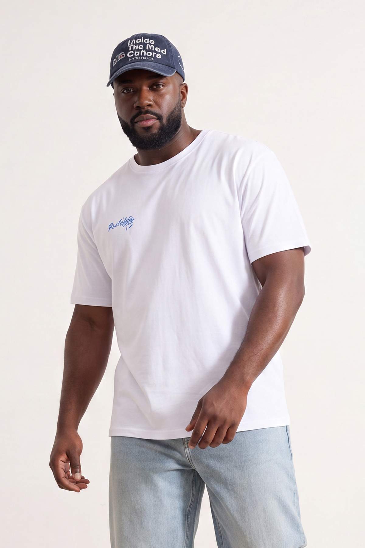 Trendyolmilla Man Büyük Beden Beyaz Regular Kalıp Baskılı %100 Pamuk T-Shirt TMNSS26BF00008