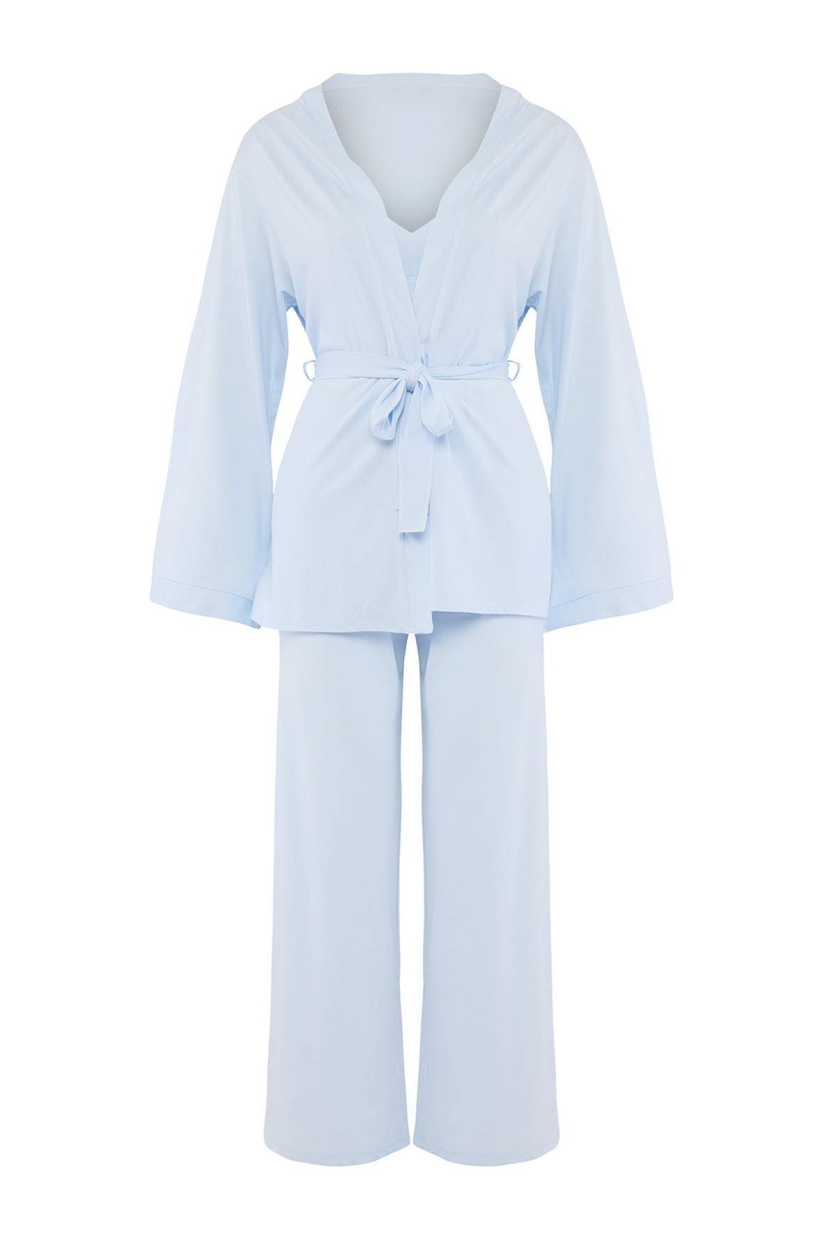 Trendyolmilla Açık Mavi 3'lü Viskon Örme Pijama Takımı THMAW27PT00003