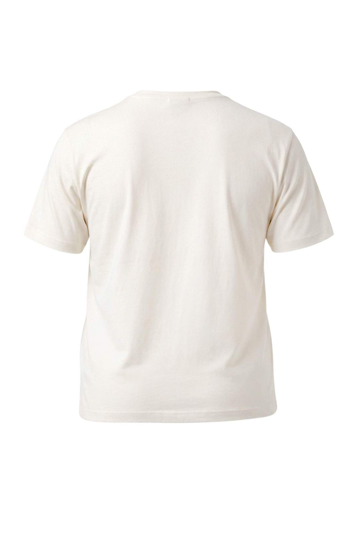 Trendyolmilla Curve Beyaz V Yaka Basic Örme Büyük Beden T-shirt TBBSS26BF00114