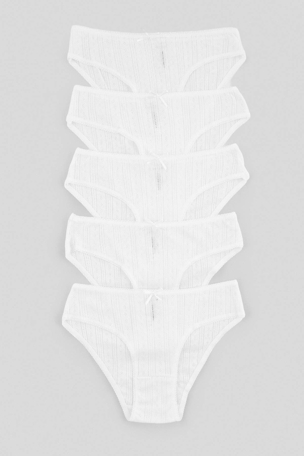 Trendyol Collection White 5-Pack 100% Cotton Ribbon/Bow Detailed Pointel Classic Panties Thmaw27Ku00002