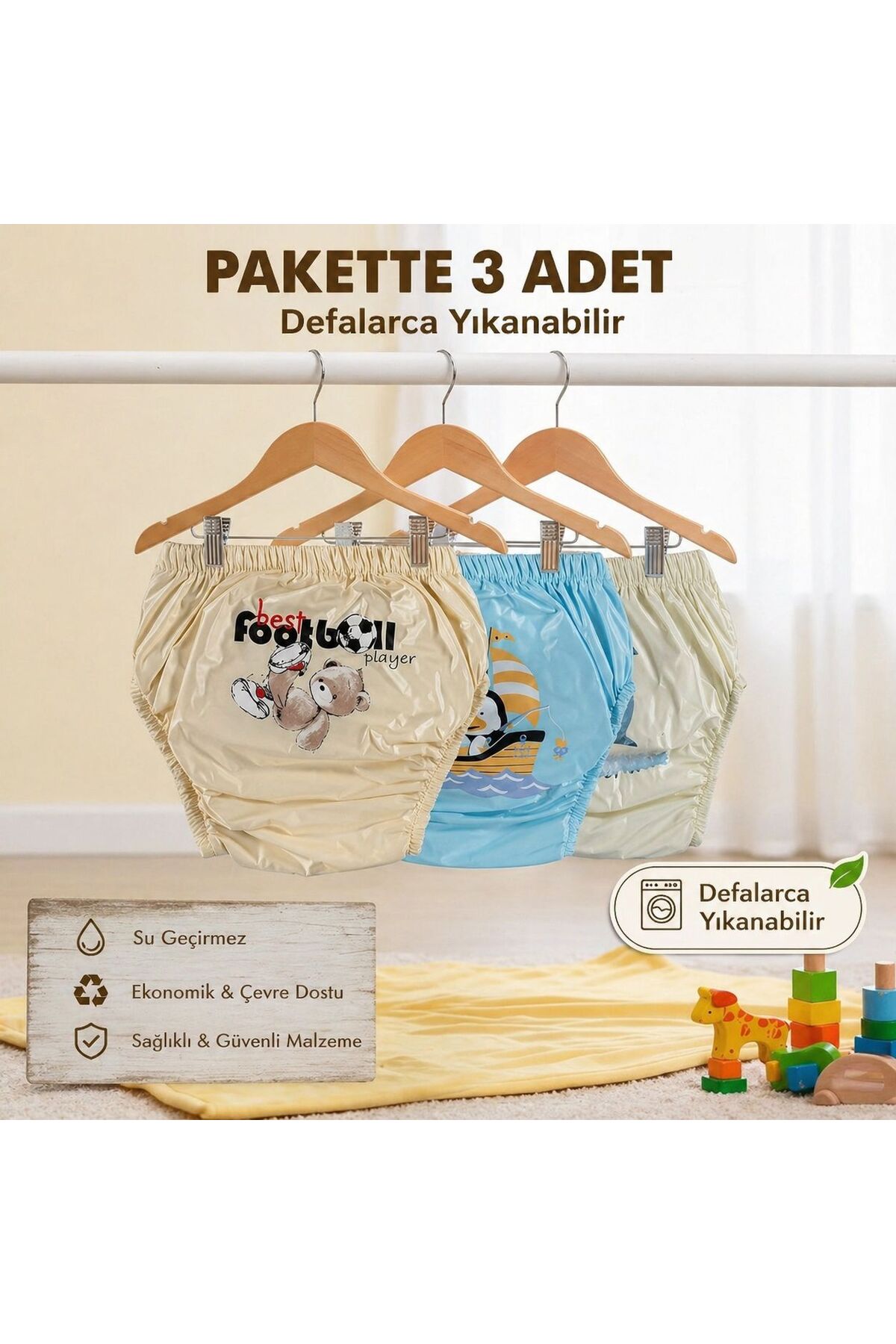 Anti Allergic Washable 3-Pack Baby Boy Training Panties Baby Toilet Training (THERE MAY BE DIFFERENCES IN PATTERNS)