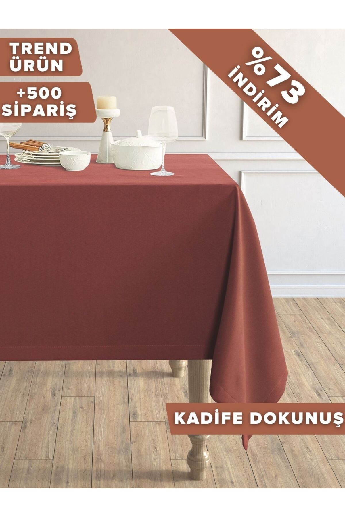Daily Series Velvet Textured Cinnamon Tablecloth