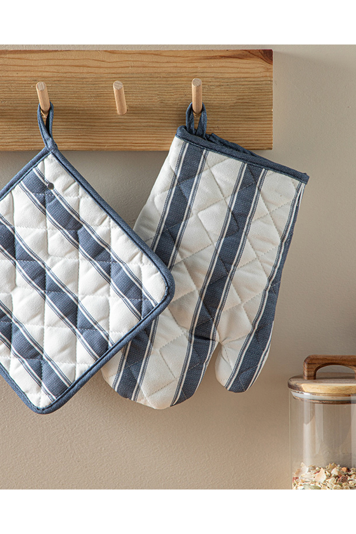 Blue Lines Polyester 2'li Mutfak Seti 17x30 cm+20x20 cm Lacivert